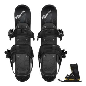 skiskates - short mini ski skates for snow | skating skis snowblades skiboards | ice skates for snow | shortest skis ever (black | for snowboard boots)