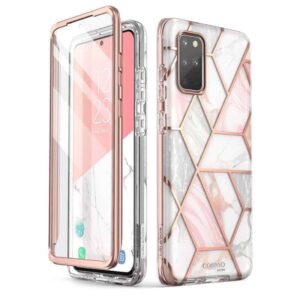 i-blason cosmo series case for samsung galaxy s20+ plus 5g (2020 release), stylish glitter protective bumper case with built-in screen protector (marble)