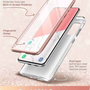 i-Blason Cosmo Series Case for Samsung Galaxy S20+ Plus 5G (2020 Release), Stylish Glitter Protective Bumper Case with Built-in Screen Protector (Marble)