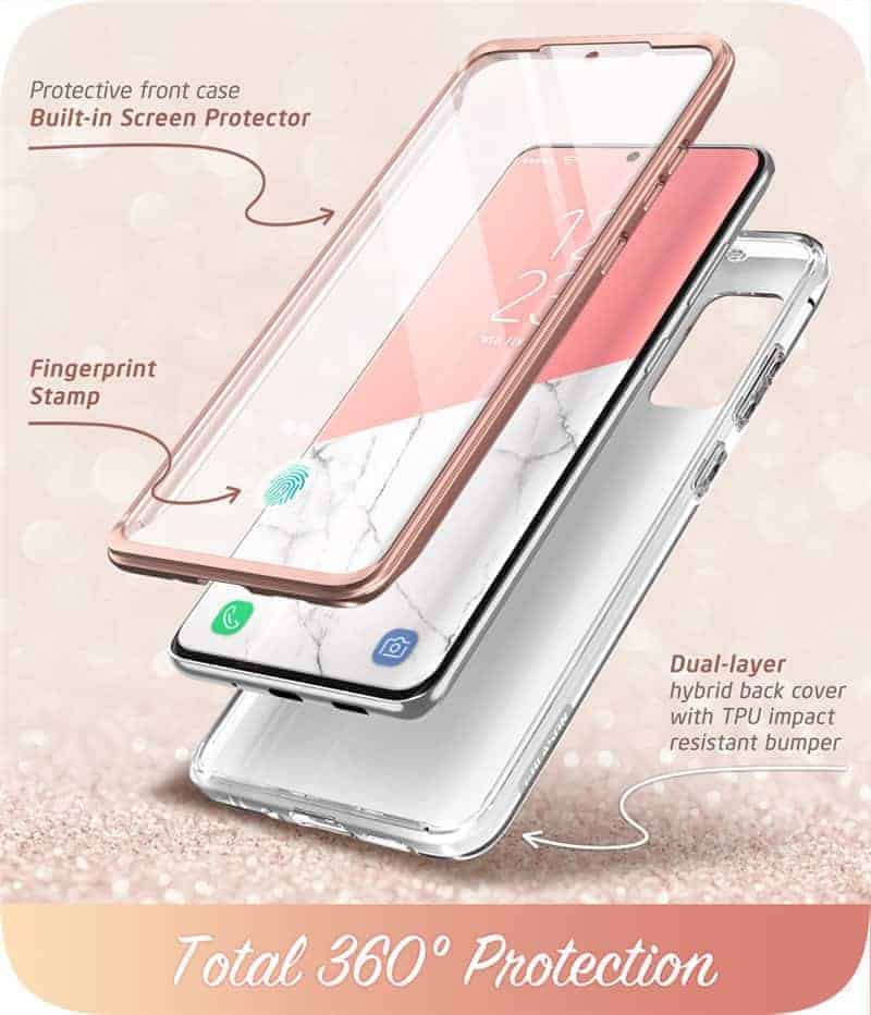 i-Blason Cosmo Series Case for Samsung Galaxy S20+ Plus 5G (2020 Release), Stylish Glitter Protective Bumper Case with Built-in Screen Protector (Marble)