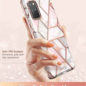 i-Blason Cosmo Series Case for Samsung Galaxy S20+ Plus 5G (2020 Release), Stylish Glitter Protective Bumper Case with Built-in Screen Protector (Marble)