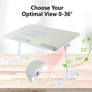 Lap Desk for Laptop, 8AMTECH Lap Desk Ajustable Laptop Table with Cooling Fan Office Desk for Laptop, Working, Reading, Writing, Drawing and Eating in Bed Sofa Floor Couch