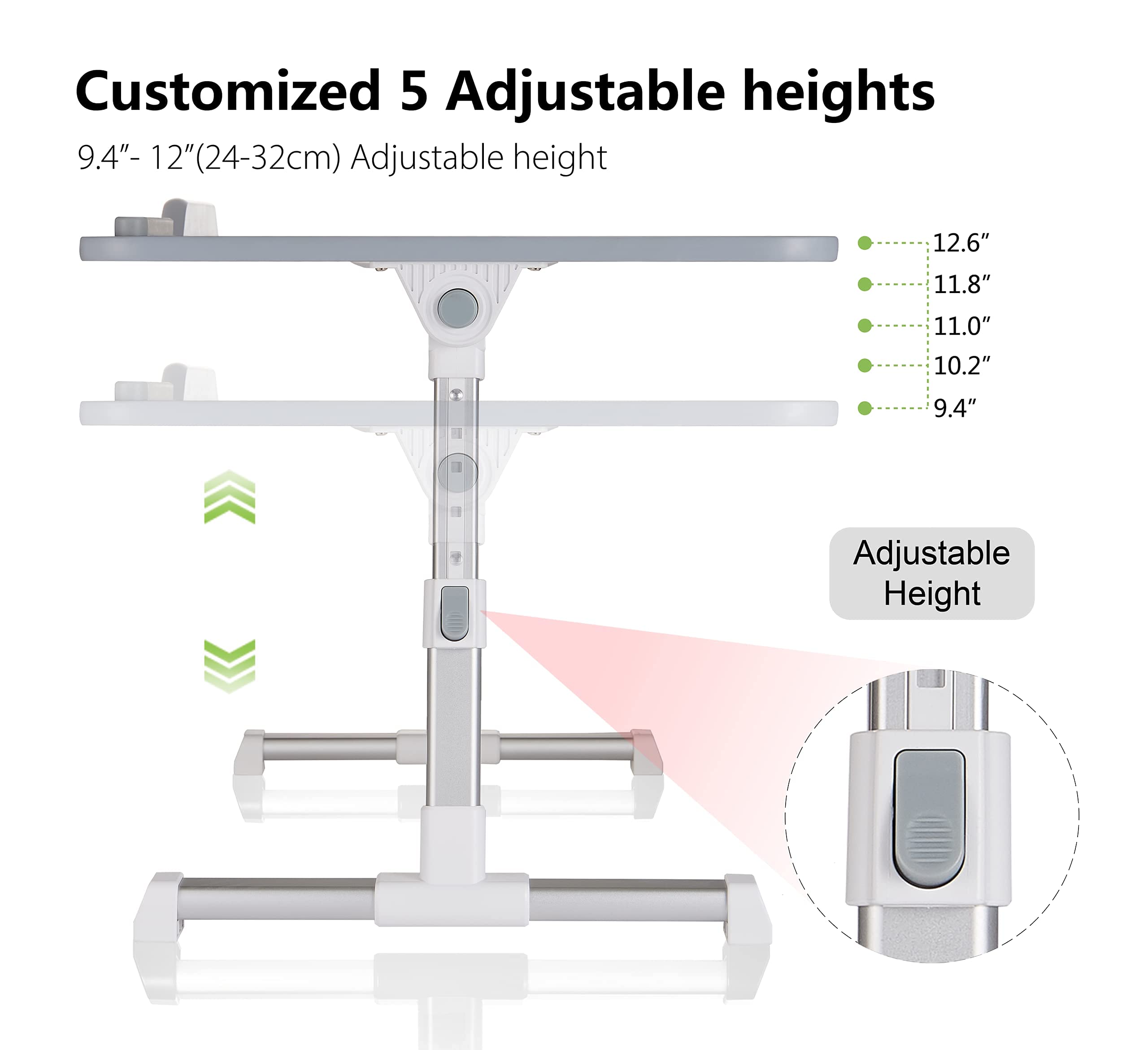 Lap Desk for Laptop, 8AMTECH Lap Desk Ajustable Laptop Table with Cooling Fan Office Desk for Laptop, Working, Reading, Writing, Drawing and Eating in Bed Sofa Floor Couch