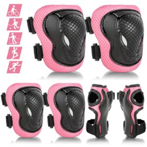 valuetalks protective gear sets for youth/kids adjustable safety knee pads and elbow pads wrist guards for 5~15yrs girls boys teens cycling skating roller skateboard bike scooter outdoor sports