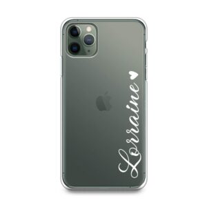 CasesByLorraine Compatible with iPhone 11 6.1" Case, Personalized Custom Name Text with Heart Clear Transparent Case Flexible TPU Soft Gel Protective Cover for iPhone 11 6.1 inch (2019)