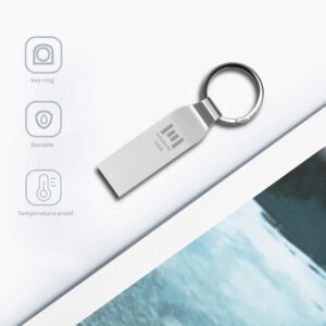 MOSDART 64GB Waterproof Metal USB 2.0 Flash Drive - Keychain Thumb Drive Memory Stick Jump Drive Data Storage for Computers - exFAT, Shockproof and Dustproof (Silver)