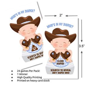 What's In My Diaper Baby Shower Scratch Off Game | Cowboy | 24 Cards - 1 Winner | Baby Shower Games | Baby Shower Door Prizes | Baby Shower Decorations Neutral | Diaper Party | Dirty Diaper Game