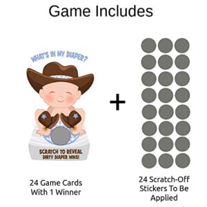 What's In My Diaper Baby Shower Scratch Off Game | Cowboy | 24 Cards - 1 Winner | Baby Shower Games | Baby Shower Door Prizes | Baby Shower Decorations Neutral | Diaper Party | Dirty Diaper Game