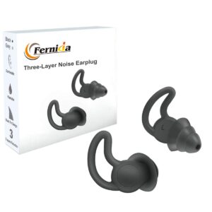 fernida ear plugs for noise reduction, reusable silicone anti-noise earplugs for sleeping snoring traveling studying working, oval 3-layer hearing protection, 40db noise cancelling