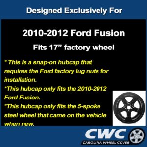 Premium Replica Hubcaps, Replacement for Ford Fusion 2010-2012, 17-inch Wheel Covers (4 Pieces)