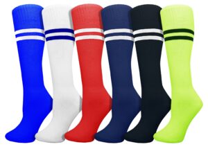 winterlace kids soccer socks, 6 pairs for boys girls, youth knee high athletic sports football gym school team pack children (as1, alpha, s, regular, assorted)