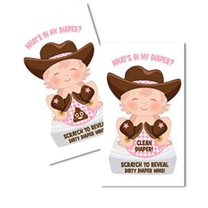 Girl What's In My Diaper Baby Shower Scratch Off Game | Cowgirl | 24 Cards - 1 Winner | Baby Shower Games | Baby Shower Door Prizes