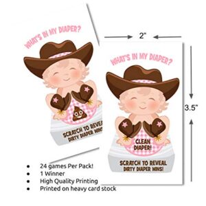 Girl What's In My Diaper Baby Shower Scratch Off Game | Cowgirl | 24 Cards - 1 Winner | Baby Shower Games | Baby Shower Door Prizes