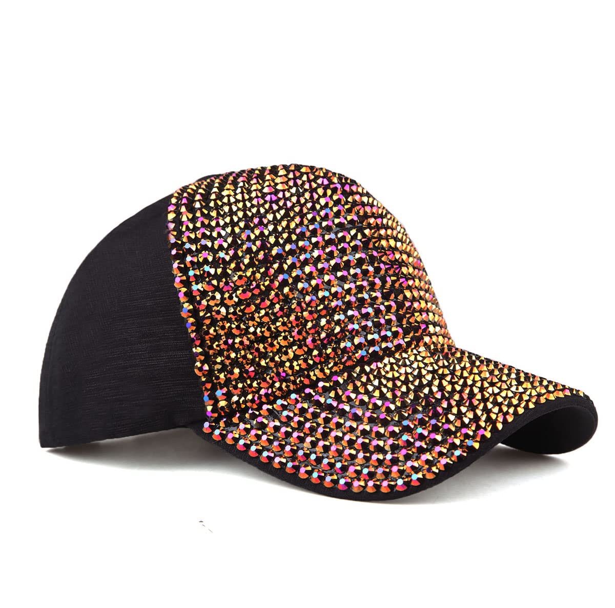 Gudessly Men Women Studded Rhinestone Crystals Adjustable Baseball Cap Plain Sparkle Bling Denim Sun Hat