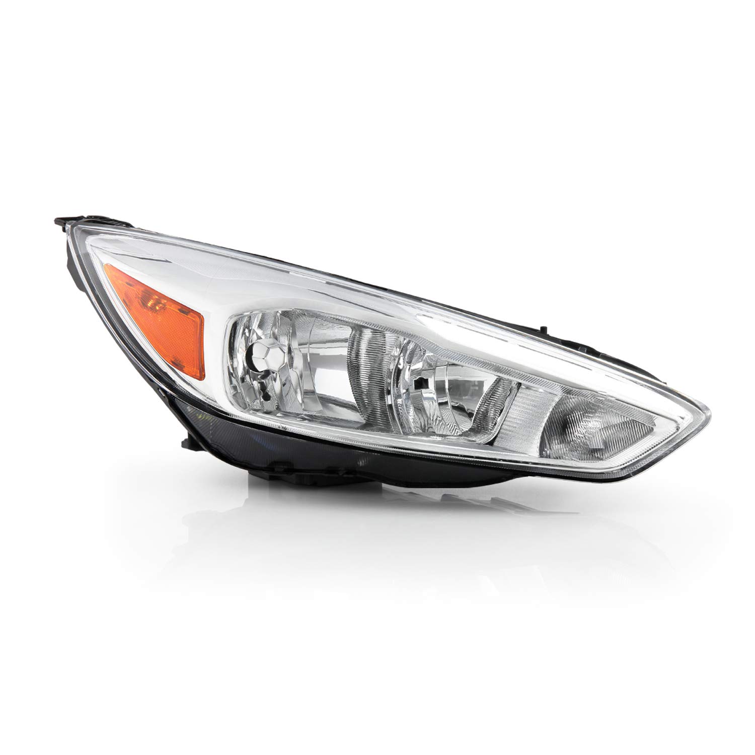 AKKON - Fits 2015 2016 2017 2018 Ford Focus Halogen Type Chrome Headlight w/LED DRL Tube Passenger Right Side Replacement