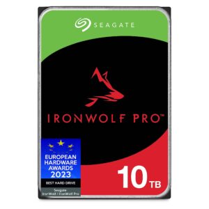 seagate ironwolf pro 10tb nas internal hard drive hdd –cmr 3.5 inch sata 6gb/s 256mb cache for raid network attached storage, data recovery service – frustration free packaging (st10000nez008)