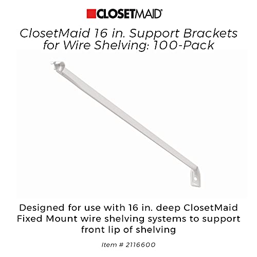 ClosetMaid 21180 20-Inch Support Brackets for Wire Shelving, 100-Pack, White