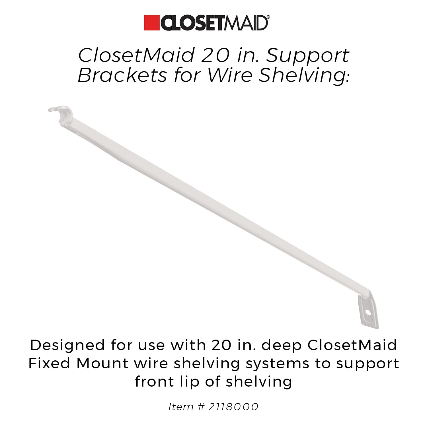 ClosetMaid 21180 20-Inch Support Brackets for Wire Shelving, 100-Pack, White