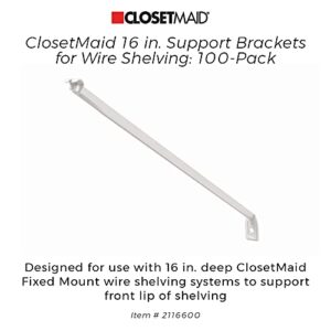 ClosetMaid 21166 16-Inch Support Brackets for Wire Shelving, 100-Pack, White