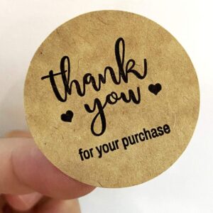 Thank You for Supporting My Small Business Stickers,Kraft Paper Thank You Self-Adhesive Envelope Sealing Stickers,1.5 Inches Packaging Label Stickers for Box/Bake/Bag,500 Pcs/Roll