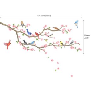 DECOWALL DAT-2004 Garden Birds on Tree Branch Kids Wall Stickers Wall Decals Peel and Stick Removable Wall Stickers for Kids Nursery Bedroom Living Room d?cor