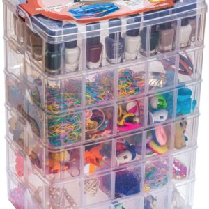 Sooyee 6 Layers Stackable Storage Container Clear 60 Adjustable Compartments,Compatible with Small Toys Arts and Crafts Piping Tips Hardware Storage Organizer