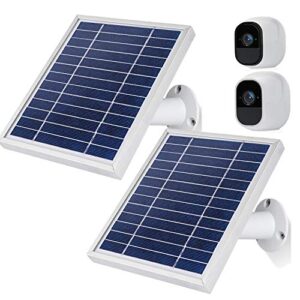 itodos ip65 solar panel works for arlo pro and arlo pro 2, switch control, 11feet usb cable (2 pack, silver)