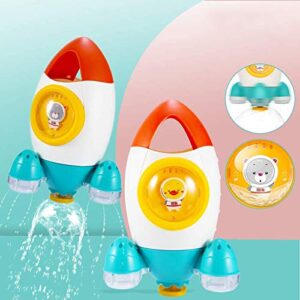 baby bath toy, spray water bathtub toy, space rocket fountain shower toys, fun bath time tub toy,gift for 18 months,2,3 year olds infants toddlers boys girls kids children
