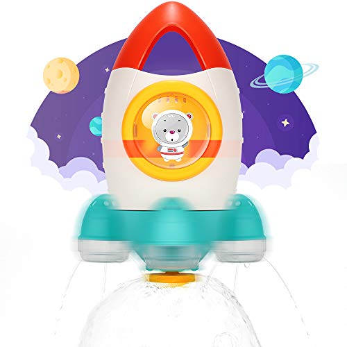 Baby Bath Toy, Spray Water Bathtub Toy, Space Rocket Fountain Shower Toys, Fun Bath Time Tub Toy,Gift for 18 Months,2,3 Year Olds Infants Toddlers Boys Girls Kids Children