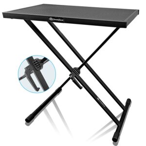 AxcessAbles Lightweight 28x16 Portable DJ Table Stand | DJ booth with Double-X Keyboard Stand | DJ Laptop and Controller Stand | Midi Keyboard Stand | Audio Mixer Stand, DJ Desk, DJ Synth Stand