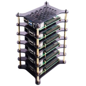 GeeekPi 6-Layers Cluster Case for Raspberry Pi, Pi Rack Case with Raspberry Pi Heatsinks Stackable Case Stack Enclosure for Raspberry Pi 4/3/2 Model B,Raspberry Pi 3 Model B+ (Brown)