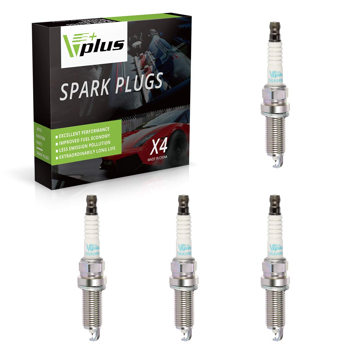 Vplus 4PCS Double Iridium Spark Plug Replaces# DILKAR6A11 9029 22401-JA01B