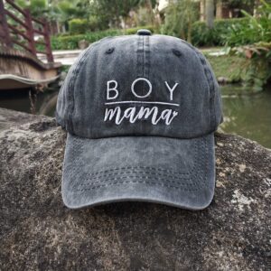 Waldeal Women's Baseball Cap Boy Mama Mom Vintage Distressed Dad Hat, Black Ponytail, One Size