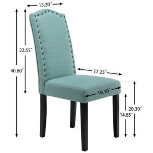 LSSPAID Dining Chairs Set of 4, High Back Fabric Upholstered Parsons Dining Room Chairs, Nail Head Trim Dining Chair, Teal