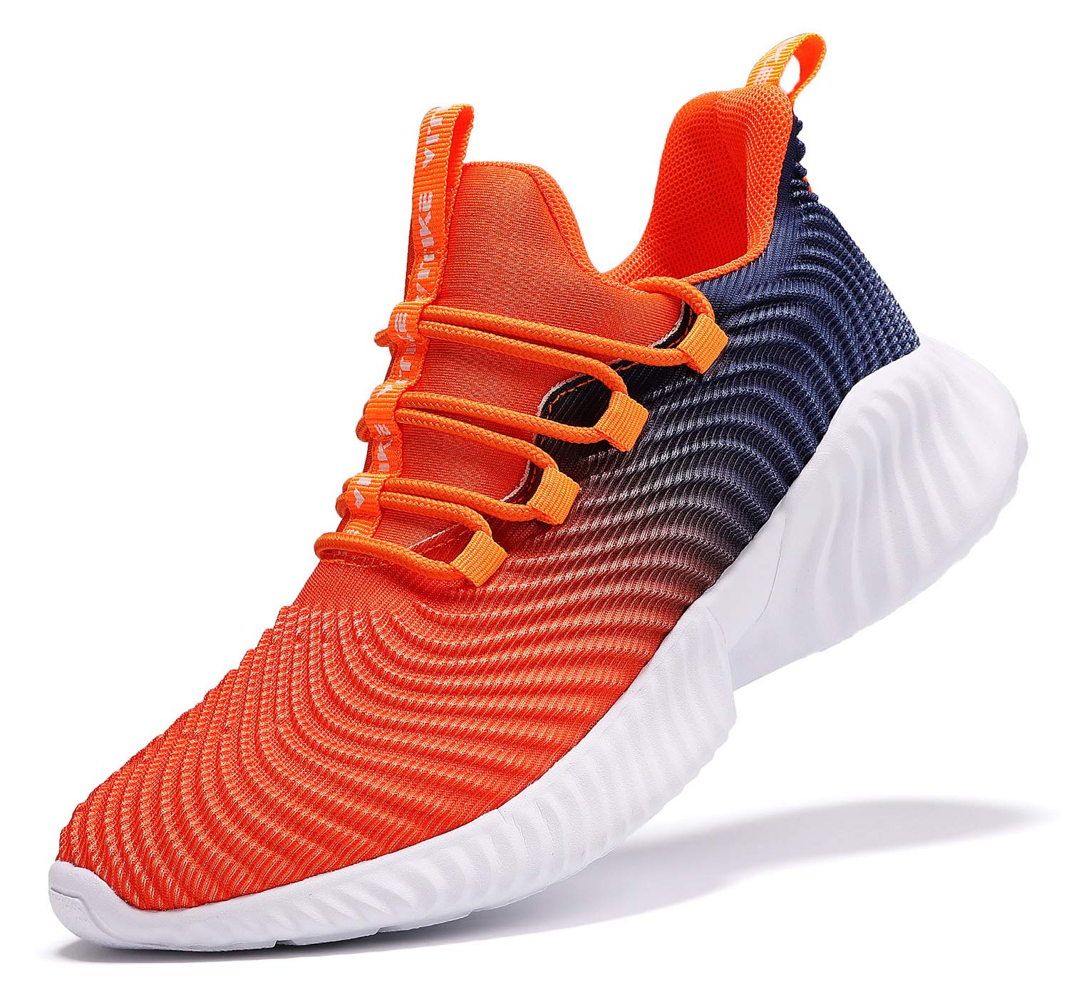 JMFCHI Boys Girls Kids' Sneakers Knitted Mesh Sports Shoes Breathable Lightweight Running Shoes for Kids Fashion Athletic Casual Shoes Orange Size 6