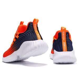 JMFCHI Boys Girls Kids' Sneakers Knitted Mesh Sports Shoes Breathable Lightweight Running Shoes for Kids Fashion Athletic Casual Shoes Orange Size 6