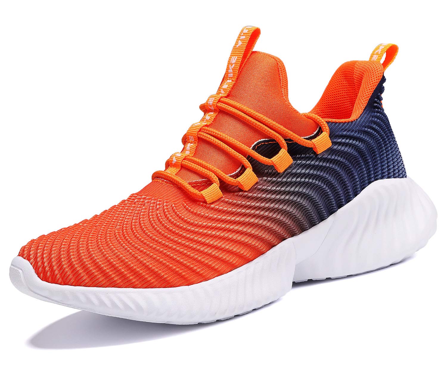 JMFCHI Boys Girls Kids' Sneakers Knitted Mesh Sports Shoes Breathable Lightweight Running Shoes for Kids Fashion Athletic Casual Shoes Orange Size 6