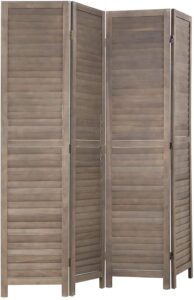 4 panel wood room divider 5.75 ft tall privacy wall divider 68.9" x 15.75" each panel folding wood screen for home office bedroom restaurant （brown）