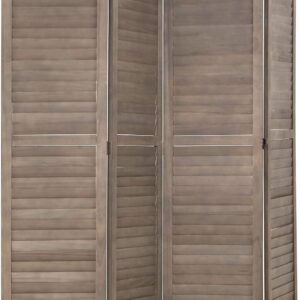 4 Panel Wood Room Divider 5.75 Ft Tall Privacy Wall Divider 68.9" x 15.75" Each Panel Folding Wood Screen for Home Office Bedroom Restaurant （Brown）