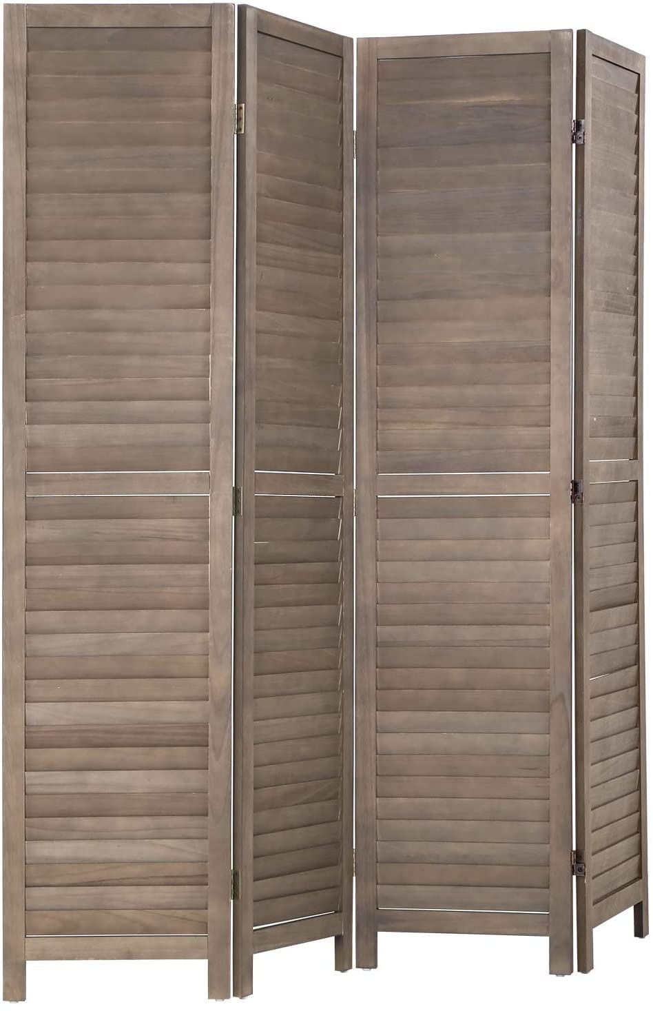 4 Panel Wood Room Divider 5.75 Ft Tall Privacy Wall Divider 68.9" x 15.75" Each Panel Folding Wood Screen for Home Office Bedroom Restaurant （Brown）