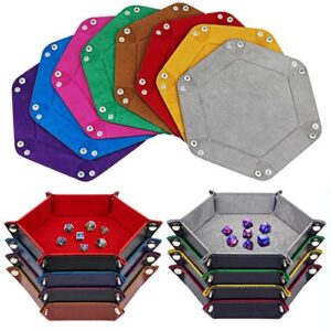 k.t. fancy dice tray 8 pieces folding d&d dice tray dice holder storage box for dice rolling tray pu leather and velvet.