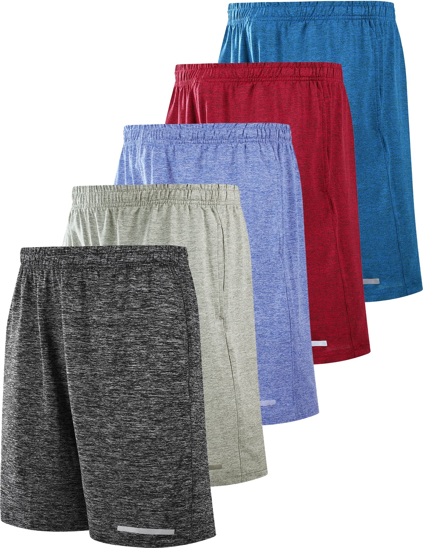 5 Pack Big Boys Youth Athletic Mesh Basketball Shorts with Pockets Quick Dry Activewear (Set 4, Large)