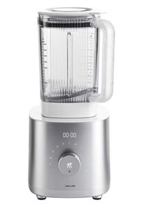 zwilling enfinigy power blender, piranha teeth winglet blade for ultimate blending, 6 programs for ice cream, smoothies and more, 64oz pitcher, 12 speed, silver