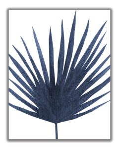 blue tropical palm frond botanical wall art print - 11x14 unframed, abstract modern decor - a bold, bright look for any room