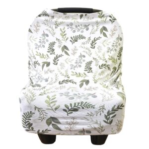 extra soft and stretchy nursing and carseat cover: graceful greenery by village baby