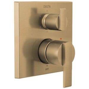 delta faucet t24967-cz angular modern monitor 14 series valve 6-setting integrated shower trim with diverter, champagne bronz