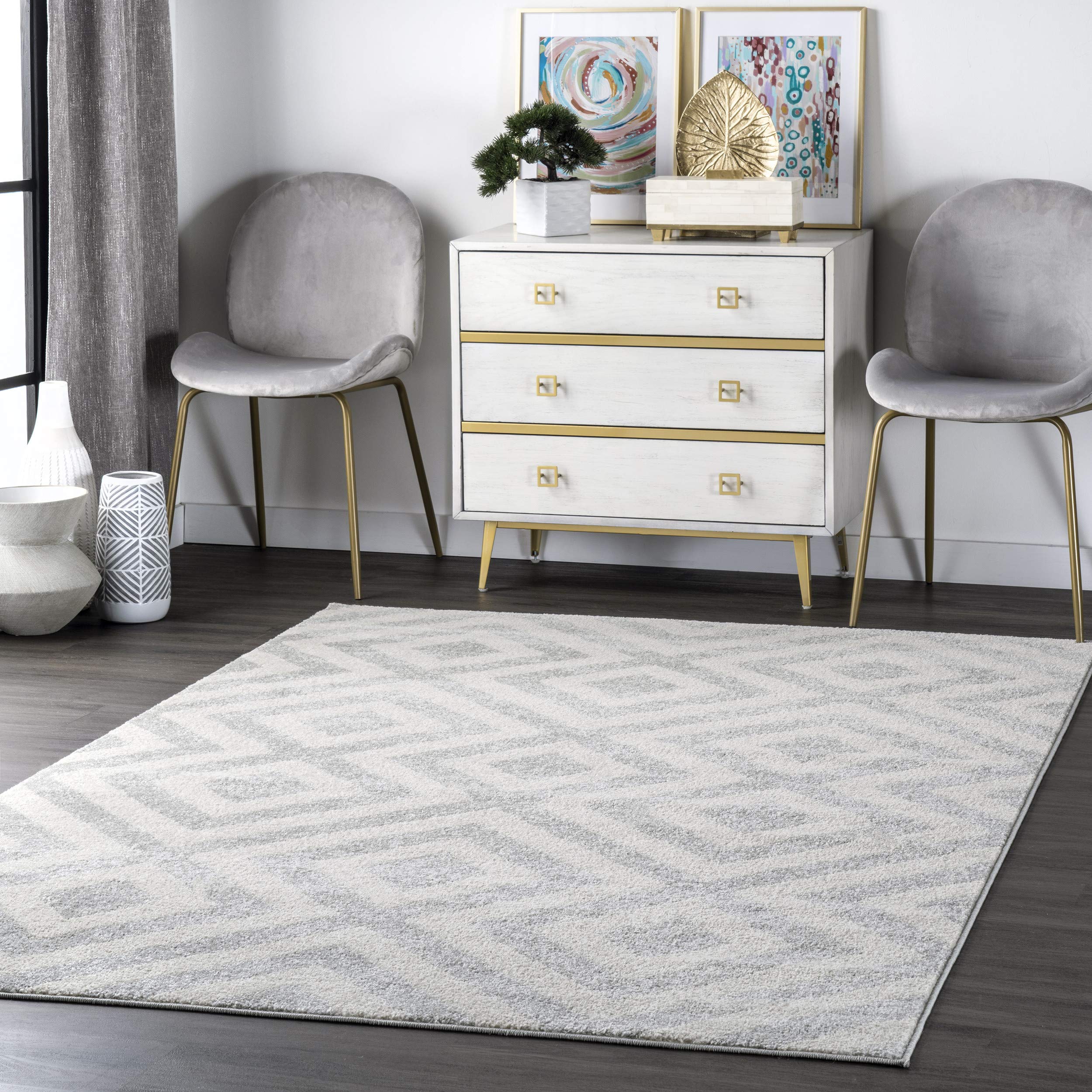 nuLOOM Zadie Geometric Accent Rug, 3x5, Light Grey