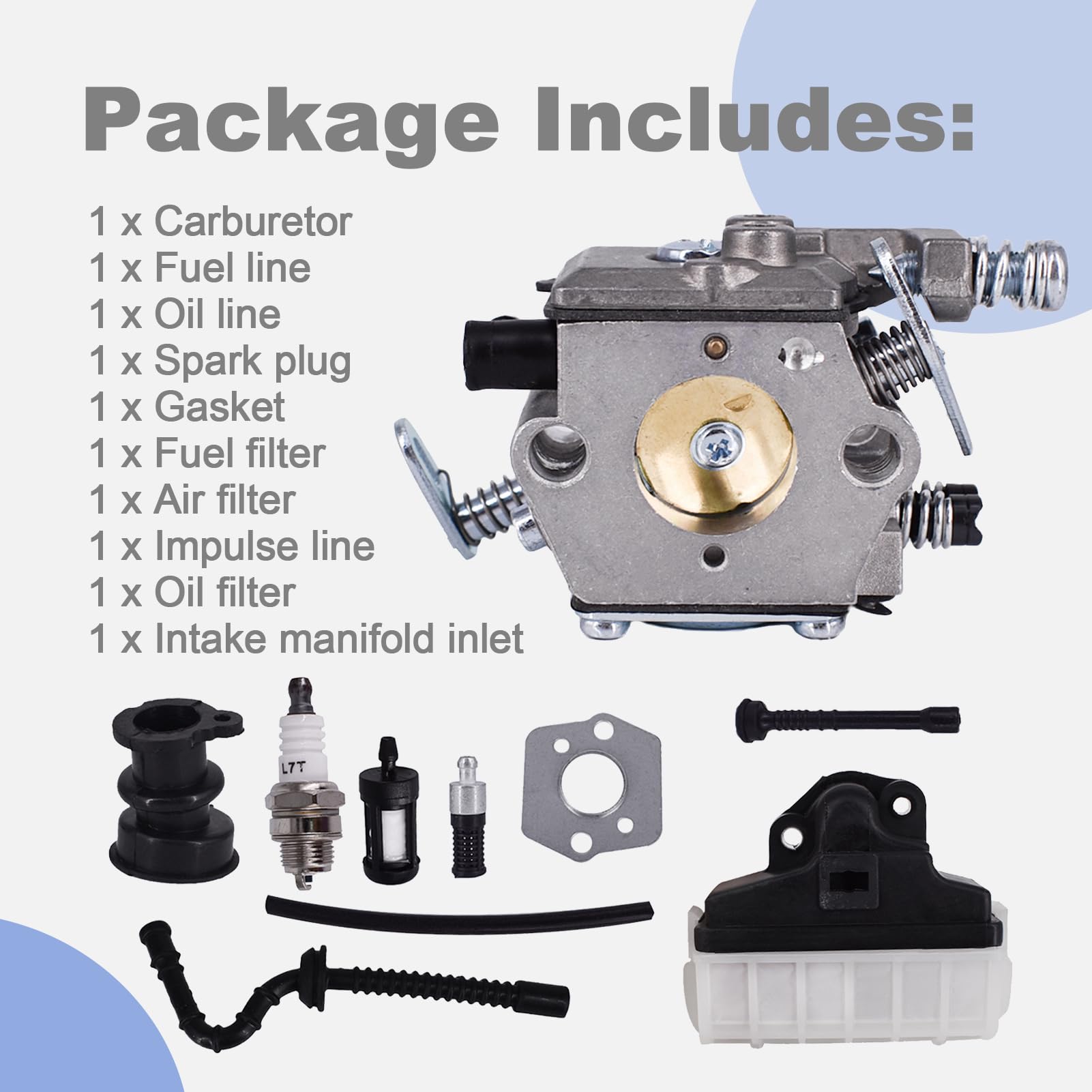 Carburetor Kit Fits for Stihl 021 023 025 MS170 MS210 MS230 MS250 Carb Intake Hose Spark Kit Replace WT-286