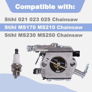 Carburetor Kit Fits for Stihl 021 023 025 MS170 MS210 MS230 MS250 Carb Intake Hose Spark Kit Replace WT-286