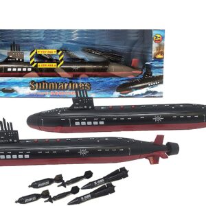 16.5 Inch Toy Navy Black Submarine with Sound Effects and Torpedo (2 Pack)